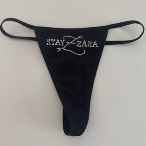 Zaza Hotel Thong black with crystal embellishment